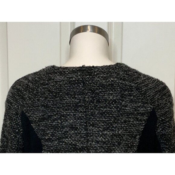 Cartonnier Anthropologie Gray & Blue Snap Button Glimmered Tweed Jacket, Size M - Picture 11 of 12